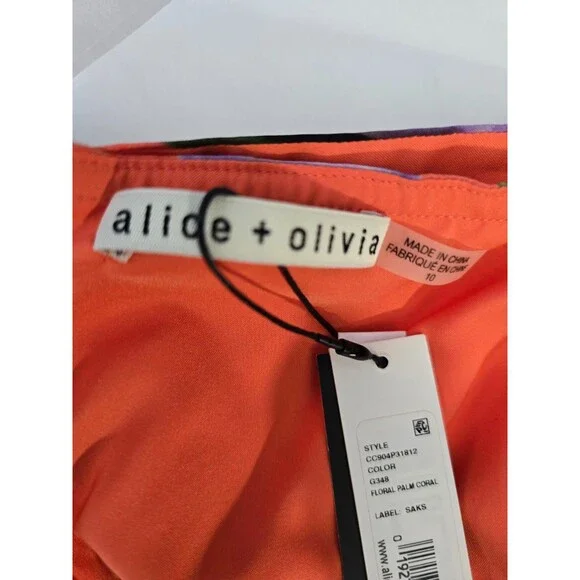 New! ALICE & OLIVIA CYRUS CORAL FLORAL JUMPSUIT HALTER SIZE 10 - Picture 12 of 12